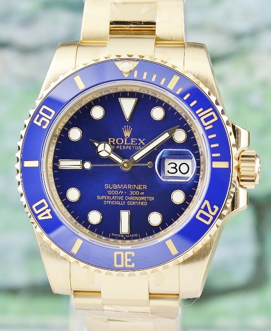 (image for) UNWORN NEW 18K SOLID YELLOW GOLD SUBMARINER DATE - 116618 LB